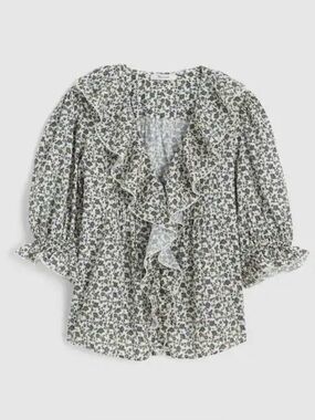 NWOT Madewell Ruffled Pintuck Puff-Sleeve Top